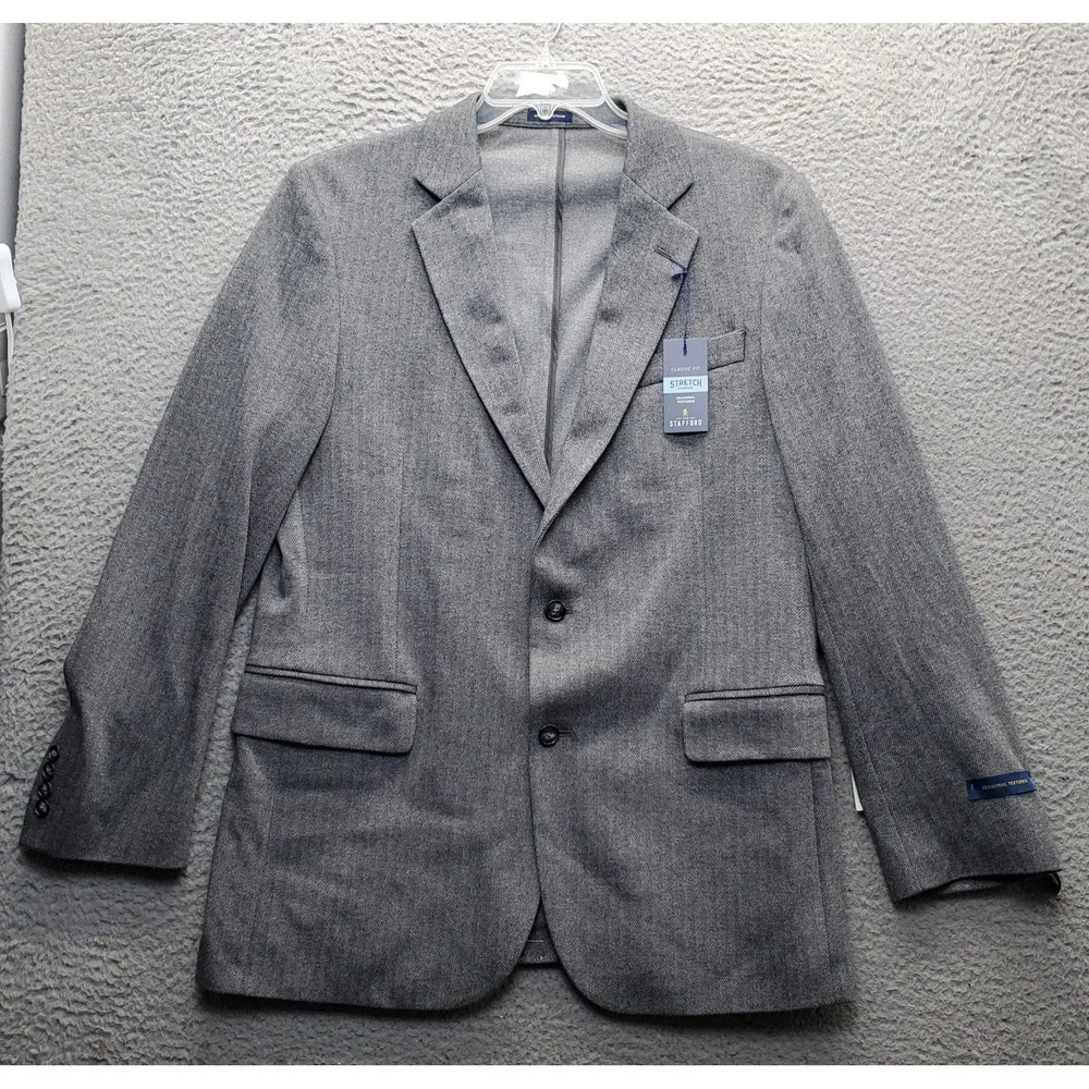 Stafford Seasonal Textures Blazer Men 42 Multi Comfort Stretch Classic Fit Notch